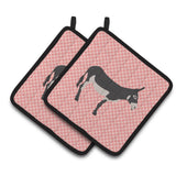 Caroline'S Treasures American Mammoth Jack Donkey Pink Check Decorated Pot Holder, 7.5 X 7.5