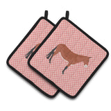 Caroline'S Treasures Mule Pink Check Decorated Pot Holder, 7.5 X 7.5