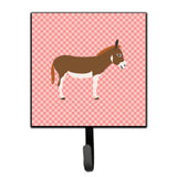 Caroline'S Treasures Pink Check Miniature Mediterranian Donkey Wall Hook, Small, Multicolor