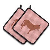 Caroline'S Treasures Irish Donkey Pink Check Decorated Pot Holder, 7.5 X 7.5