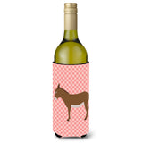 Caroline'S Treasures Cotentin Donkey Pink Check Decorative Bottle Hugger, 750 Ml, Multicolor