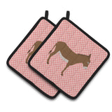 Caroline'S Treasures Cotentin Donkey Pink Check Decorated Pot Holder, 7.5 X 7.5