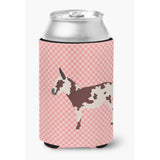 Caroline'S Treasures American Spotted Donkey Pink Check Decorative Can Hugger, Multicolor