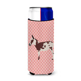 Caroline'S Treasures American Spotted Donkey Pink Check Decorative Can Hugger, Slim, Multicolor
