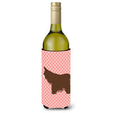Caroline'S Treasures Poitou Poiteuin Donkey Pink Check Decorative Bottle Hugger, 750 Ml, Multicolor