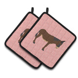Caroline'S Treasures Zamorano-Leones Donkey Pink Check Decorated Pot Holder, 7.5 X 7.5