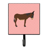 Caroline'S Treasures Zamorano-Leones Donkey Pink Check Wall Hook, Small, Multicolor