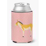 Caroline'S Treasures Turkmenian Kulan Donkey Pink Check Decorative Can Hugger, Multicolor