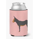 Caroline'S Treasures Catalan Donkey Pink Check Decorative Can Hugger, Multicolor