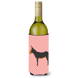 Caroline'S Treasures Catalan Donkey Pink Check Decorative Bottle Hugger, 750 Ml, Multicolor