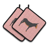 Caroline'S Treasures Catalan Donkey Pink Check Decorated Pot Holder, 7.5 X 7.5