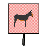 Caroline'S Treasures Catalan Donkey Pink Check Wall Hook, Small, Multicolor