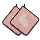 Caroline'S Treasures Crested Duck Pink Check Decorated Pot Holder, 7.5 X 7.5