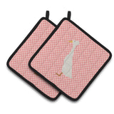 Caroline'S Treasures Bali Duck Pink Check Decorated Pot Holder, 7.5 X 7.5