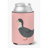 Caroline'S Treasures Blue Swedish Duck Pink Check Decorative Can Hugger, Multicolor