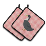Caroline'S Treasures Blue Swedish Duck Pink Check Decorated Pot Holder, 7.5 X 7.5