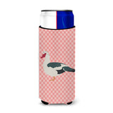 Caroline'S Treasures Muscovy Duck Pink Check Decorative Can Hugger, Slim, Multicolor