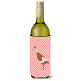 Caroline'S Treasures Indian Runner Duck Pink Check Decorative Bottle Hugger, 750 Ml, Multicolor