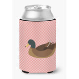 Caroline'S Treasures Khaki Campbell Duck Pink Check Decorative Can Hugger, Multicolor