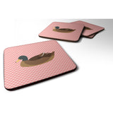 Caroline'S Treasures Khaki Campbell Duck Pink Check Decorative Coasters, 3.5, Multicolor