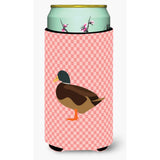 Caroline'S Treasures Silver Bantam Duck Pink Check Decorative Can Hugger, Tall Boy, Multicolor