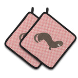 Caroline'S Treasures Russian Or European Mink Pink Check Decorated Pot Holder, 7.5 X 7.5