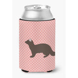 Caroline'S Treasures Sable Marten Pink Check Decorative Can Hugger, Multicolor