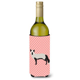 Caroline'S Treasures Silver Fox Pink Check Decorative Bottle Hugger, 750 Ml, Multicolor