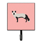Caroline'S Treasures Silver Fox Pink Check Wall Hook, Small, Multicolor