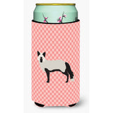 Caroline'S Treasures Silver Fox Pink Check Decorative Can Hugger, Tall Boy, Multicolor