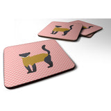 Caroline'S Treasures Yellow-Throated Marten Pink Check Decorative Coasters, 3.5, Multicolor