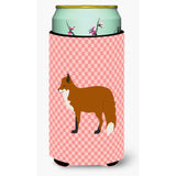 Caroline'S Treasures Red Fox Pink Check Decorative Can Hugger, Tall Boy, Multicolor