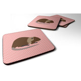 Caroline'S Treasures Coypu Nutria River Rat Pink Check Decorative Coasters, 3.5, Multicolor