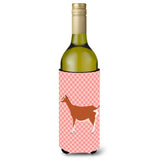 Caroline'S Treasures Toggenburger Goat Pink Check Decorative Bottle Hugger, 750 Ml, Multicolor