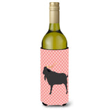 Caroline'S Treasures Verata Goat Pink Check Decorative Bottle Hugger, 750 Ml, Multicolor