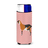 Caroline'S Treasures Anglo Nubian Goat Pink Check Decorative Can Hugger, Slim, Multicolor