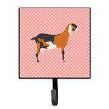 Caroline'S Treasures Anglo Nubian Goat Pink Check Wall Hook, Small, Multicolor