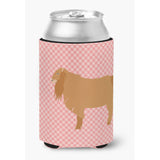 Caroline'S Treasures American Lamancha Goat Pink Check Decorative Can Hugger, Multicolor