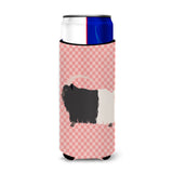 Caroline'S Treasures Welsh Black-Necked Goat Pink Check Decorative Can Hugger, Slim, Multicolor