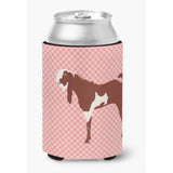 Caroline'S Treasures Jamnapari Goat Pink Check Decorative Can Hugger, Multicolor
