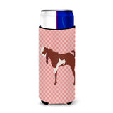 Caroline'S Treasures Jamnapari Goat Pink Check Decorative Can Hugger, Slim, Multicolor