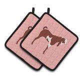 Caroline'S Treasures Jamnapari Goat Pink Check Decorated Pot Holder, 7.5 X 7.5