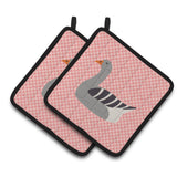 Caroline'S Treasures Pilgrim Goose Pink Check Decorated Pot Holder, 7.5 X 7.5