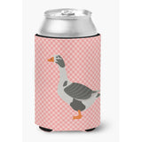 Caroline'S Treasures West Of England Goose Pink Check Decorative Can Hugger, Multicolor