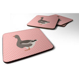 Caroline'S Treasures Toulouse Goose Pink Check Decorative Coasters, 3.5, Multicolor