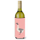 Caroline'S Treasures Buff Grey Back Goose Pink Check Decorative Bottle Hugger, 750 Ml, Multicolor