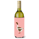 Caroline'S Treasures Pomeranian Rogener Goose Pink Check Decorative Bottle Hugger, 750 Ml, Multicolor