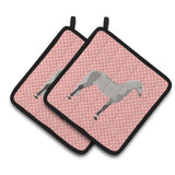 Caroline'S Treasures Orlov Trotter Horse Pink Check Decorated Pot Holder, 7.5 X 7.5