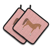 Caroline'S Treasures Arabian Horse Pink Check Decorated Pot Holder, 7.5 X 7.5