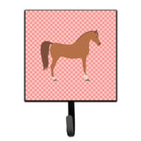 Caroline'S Treasures Arabian Horse Pink Check Wall Hook, Small, Multicolor